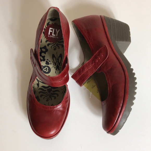 FLY London Woka Leather Mary Jane Heels Shoes - Picture 4 of 7